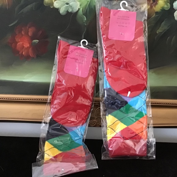 2 NWT Hwa Yu Women's Argyle Shades KNEE HIGH SOCKS multi 9-11 Made in Taiwan - Picture 4 of 4
